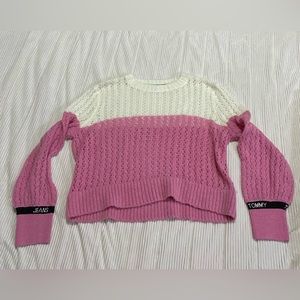 Tommy Hilfiger knit pink and white sweater